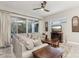 Cozy Gathering room featuring a comfortable sectional sofa and access to a patio at 2451 Datura Loop, St Cloud, FL 34772