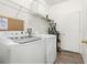 Efficient laundry room with modern washer, dryer, and ample shelving at 2818 Roccella Ct, Kissimmee, FL 34747