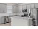 Modern kitchen with gray cabinets, stainless steel appliances, and an island at 2124 Live Oak Lake Rd, St Cloud, FL 34771