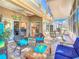 Relaxing screened porch with wicker furniture and view of backyard at 301 Anastasia Dr, Kissimmee, FL 34759