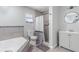 Clean bathroom with a walk-in shower and updated vanity at 1188 Anne Elisa Cir, St Cloud, FL 34772