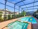 Private screened pool and spa; resort-style backyard at 1610 Lima Ave, Kissimmee, FL 34747