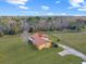 Aerial view of a ranch style home with a large backyard and surrounding trees at 713 Green Ct, Kissimmee, FL 34759