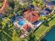 Aerial view of Emerald Island Resort showing pool and clubhouse at 8614 La Isla Dr, Kissimmee, FL 34747