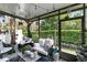 Cozy screened-in porch with comfortable seating and string lights at 2935 Rapollo Ln, Apopka, FL 32712
