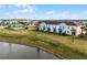 Aerial view of townhouses near a lake at 3065 Caribbean Soul Dr, Kissimmee, FL 34747