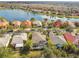 Aerial view of the home and its surroundings, showcasing a beautiful lake view at 555 Davinci Pass, Poinciana, FL 34759