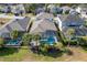 Aerial view of multiple homes with pools and screened-in porches at 575 Tupelo Cir, Davenport, FL 33897