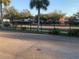 Street view of community with black metal fence and palm trees at 33 W Country Cove Way, Kissimmee, FL 34743