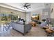 Spacious living room with large windows, hardwood floors, and a fireplace at 11120 Robert Frost Dr, Winter Garden, FL 34787
