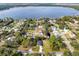 Breathtaking aerial view showcasing a charming lakeside community with lush greenery and serene water views at 1150 Eden Dr, St Cloud, FL 34771