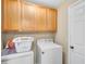 Functional laundry room equipped with cabinetry and appliances, offering convenience and organization at 1150 Eden Dr, St Cloud, FL 34771