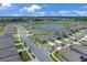 This aerial community view displays homes surrounding a pond and a well-maintained neighborhood at 401 Chayne Pl, St Cloud, FL 34771