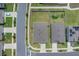 This aerial view displays two homes, showcasing their roof lines and backyard spaces in a residential neighborhood at 401 Chayne Pl, St Cloud, FL 34771