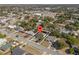 Wide aerial view of neighborhood showcasing the home and surrounding area, property outline at 45 S Edgemon Ave, Winter Springs, FL 32708