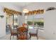Cozy dining area with a glass-top table, four chairs, and a view of the outdoors at 663 Shorehaven Dr, Poinciana, FL 34759