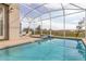 Relaxing pool and spa with screened enclosure, outdoor furniture, and scenic views at 771 Drop Shot Dr, Davenport, FL 33896