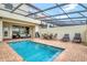Private screened pool and patio with seating at 8886 Geneve Ct, Kissimmee, FL 34747