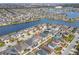 Aerial view of house near lake in a residential area at 3040 Cardillino Way, Kissimmee, FL 34741