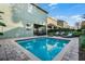 The backyard offers a refreshing private pool with stylish patio furniture at 350 Pendant Ct, Kissimmee, FL 34747