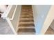 Carpeted stairs with white trim provide access to the upper level of the home at 4571 Tribute Trl, Kissimmee, FL 34746