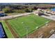 Aerial view of the soccer field, goal nets, and the surrounding neighborhood at 113 Kenny Blvd, Haines City, FL 33844