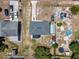 Overhead shot of the residence showcasing the sunroom, shed, and surrounding area at 152 Harrison St, Lake Wales, FL 33859
