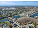 Aerial view showcasing community amenities including a pool, tennis court, and pond at 2203 San Vittorino Cir # 107, Kissimmee, FL 34741