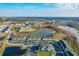A vibrant aerial view showcasing the community, including houses, ponds, landscaping, and the surrounding area at 361 Annabelle Way, Davenport, FL 33837