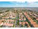 Beautiful aerial view of a community with terra cotta roofs, screened pools, and lush landscaping at 802 Brunello Dr, Davenport, FL 33897
