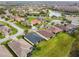 Panoramic aerial view of a residential neighborhood with a scenic pond at 1398 Del Mar Dr, Kissimmee, FL 34759