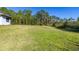 Expansive grassy backyard with mature trees bordering the property line provides a serene, private setting at 1741 Eldorado Ct, St Cloud, FL 34771