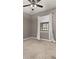 Neutral bedroom featuring a ceiling fan, carpet flooring, window with curtains and blinds at 1741 Eldorado Ct, St Cloud, FL 34771