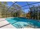 Relax in this sparkling screened-in pool with clear blue water, surrounded by lush landscaping at 1741 Eldorado Ct, St Cloud, FL 34771