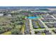 Scenic aerial view of community, featuring a lake and proximity to natural woodlands at 246 Tomelloso Way, Davenport, FL 33837