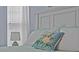Well lit bedroom with a light blue floral decorative pillow and white wood headboard at 7671 Comrow St # 303, Kissimmee, FL 34747