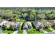 Aerial view of the beautiful community showcases manicured lawns, palm trees, and a nearby golf course at 142 Magellan Ct, Davenport, FL 33837