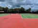 Community tennis courts featuring net and fences under cloudy skies at 1567 Dawnview Way, Kissimmee, FL 34744