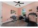 Bedroom with pink walls, a ceiling fan, natural light, and carpet flooring at 3204 Wauseon Dr, St Cloud, FL 34772