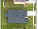 Aerial top-down view of roof with manicured lawn and long driveway at 3431 Perching Rd, St Cloud, FL 34772