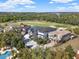 Aerial scene of several houses, each featuring a private pool, nestled next to a beautiful golf course at 7471 Gathering Loop, Reunion, FL 34747