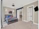 Modern bedroom with recessed lighting, neutral paint, and two closets at 7471 Gathering Loop, Reunion, FL 34747