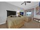 Bedroom showcasing two beds, neutral walls, ceiling fan, and natural lighting at 7652 Whisper Way # 401, Reunion, FL 34747