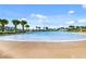 Expansive lagoon pool lined with palm trees and lounge chairs, offering a relaxing resort-style experience at 2980 Caribbean Soul Dr, Kissimmee, FL 34747