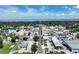 An aerial view of the city, capturing a straight road lined with buildings, trees, and parking lots at 4774 Rummell Rd, St Cloud, FL 34771