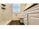 Bathroom featuring a walk-in shower, marble countertops, and a tile floor at 525 Garberia Dr, Davenport, FL 33837