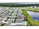 Aerial view of community homes, some with pools, near a lake and featuring scenic views at 6808 Cranes Roost Rd, Harmony, FL 34773