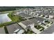 Aerial view of community homes featuring landscaped backyards, some with pools, near a scenic pond at 6808 Cranes Roost Rd, Harmony, FL 34773