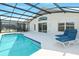 Relaxing screened-in pool area with inviting blue water and comfortable lounge chairs for poolside enjoyment at 8595 Sunrise Key Dr, Kissimmee, FL 34747