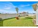 Well-maintained backyard with green grass, a privacy fence, and attractive landscaping at 1562 Delightful Dr, Davenport, FL 33896